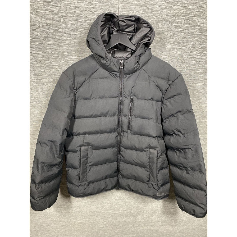 Topman Puffer Full Zip Up Black Jacket Size Large